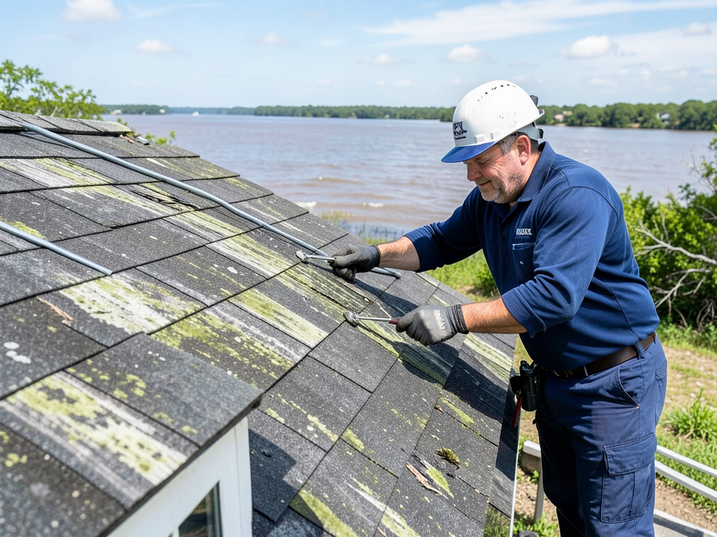 Roof maintenance and gutter cleaning for mud islan