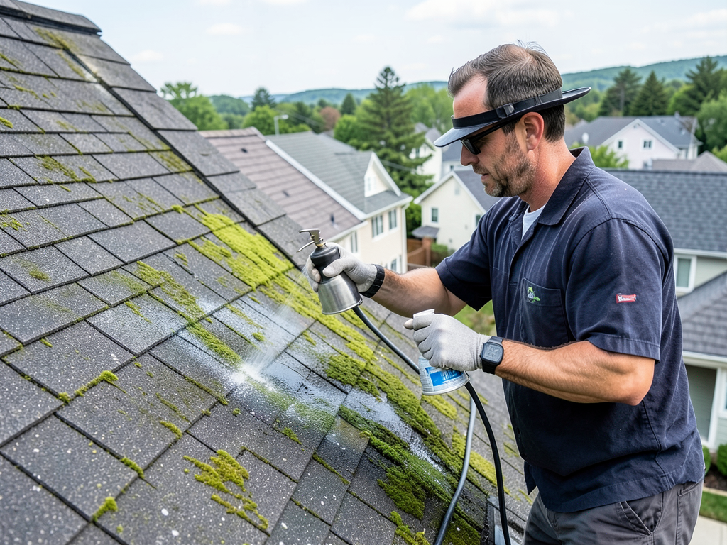 Solving moss and algae issues on shady north facin